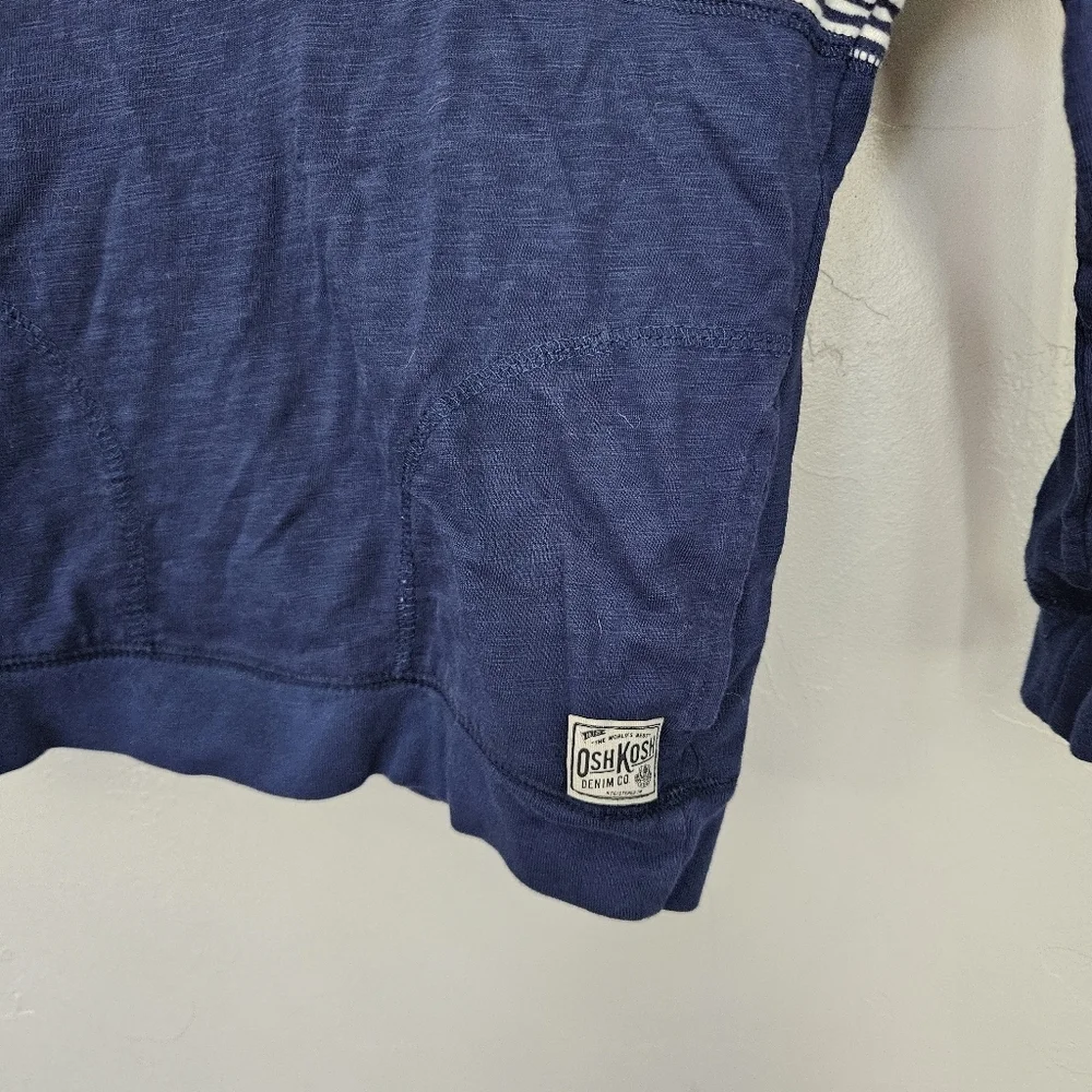 OshKosh B'gosh Toddler Boys 5T Hoodie in Navy White Stripes Long Sleeve Shirt